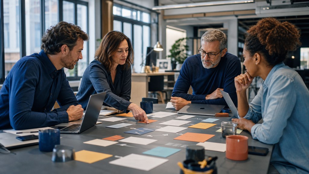 Équipe de PME réunie pour cadrer le choix d'un logiciel